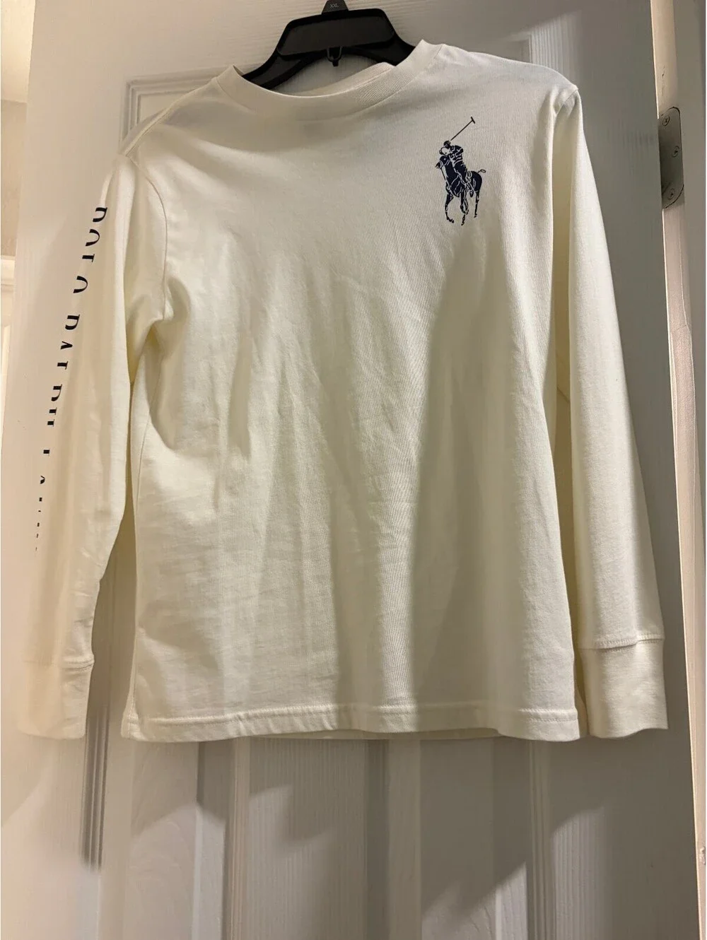 Polo Ralph Lauren Kids Long Sleeve White Logo Shirt Size M (10-12)